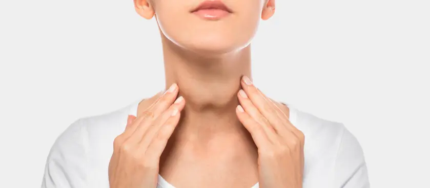 woman's neck featuring the area of thyroid gland